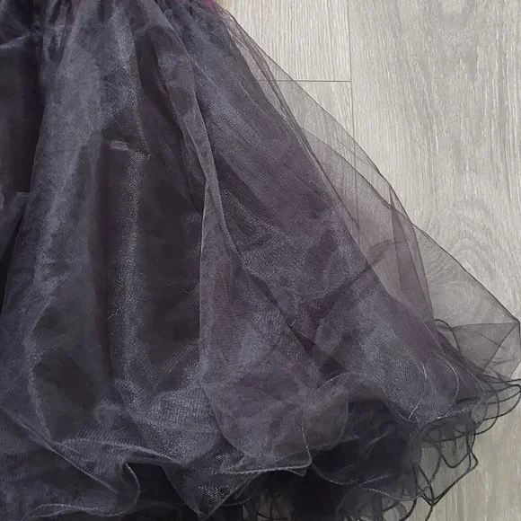 Final Chance Sale Sherri Hill Beaded Strapless Black Fuchia Tulle Dress - Picture 11 of 15